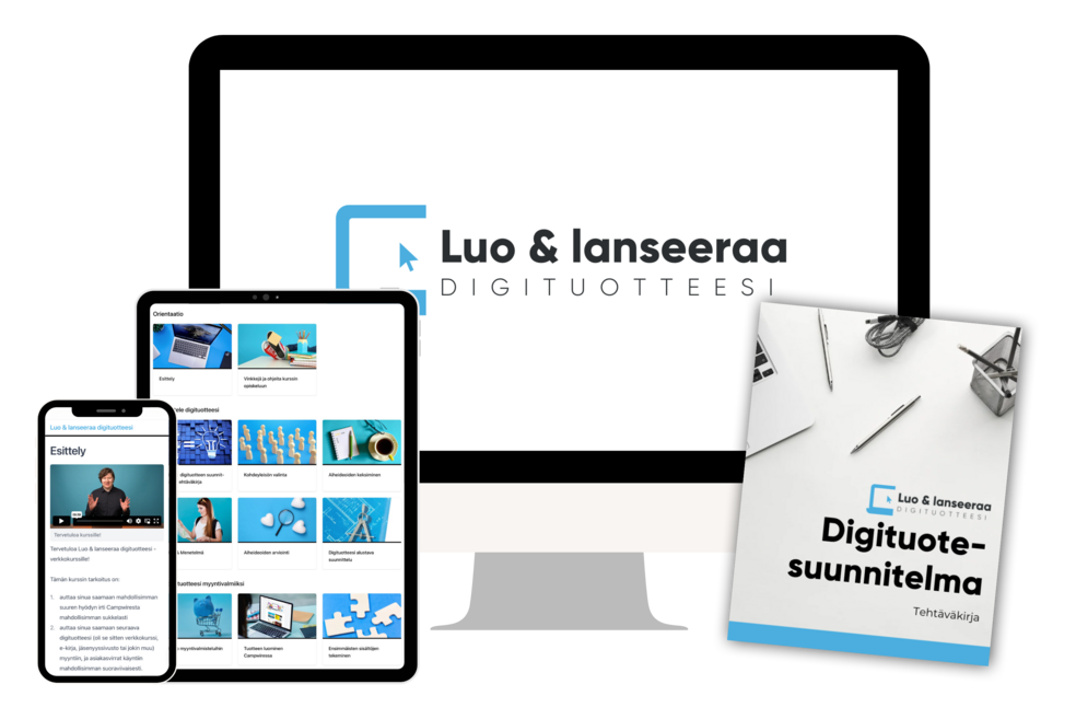 Luo & lanseeraa digituotteesi -verkkokurssi by Campwire Academy